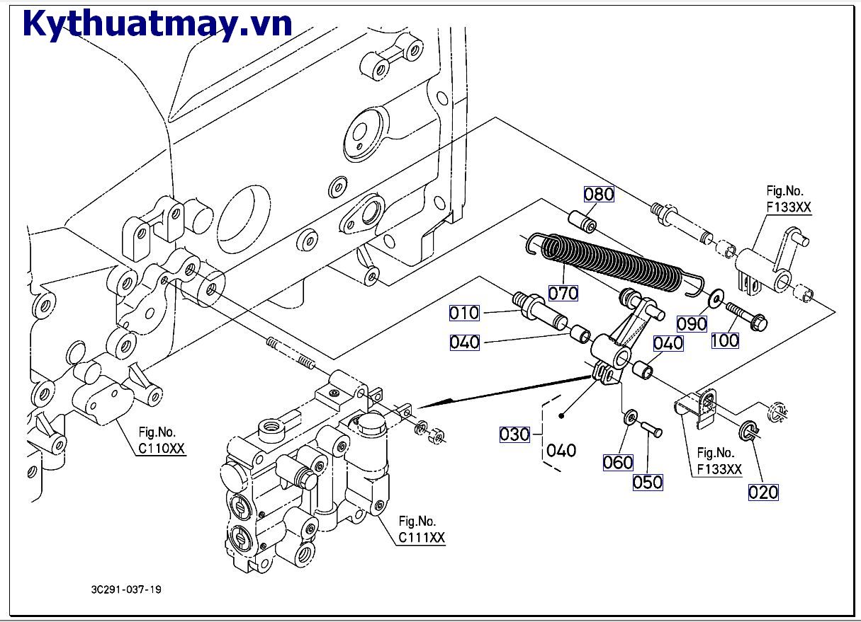 Cần điều khiển van li hợp ( cũ) 50001 đến 89999